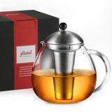 1 x RAW Customer Returns glastal Glass Silver Teapot 1500ml with 18 8 Stainless Steel Tea Strainer Borosilicate Glass Tea Maker Glass Jug Suitable for Tea Warmer - RRP €29.95