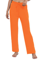 1 x RAW Customer Returns EXCHIC Women s Casual Stretchy Straight Leg Pants with Drawstring Elastic Waist Yoga Pants with Pockets S, Orange  - RRP €27.2