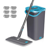 1 x RAW Customer Returns MASTERTOP Mop and Bucket, 360 Rotating Microfiber Mop and Bucket with 2 Compartments, Hands-Free Floor Cleaning, with 6 Reusable Mops Dark Gray  - RRP €20.4