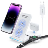 1 x RAW Customer Returns seacosmo 3 in 1 Wireless Charger, Foldable Wireless Charger for iPhone 15 14 13 12 11 Series, Charging Station for Apple Watch S9 8 7 6 5 4 3 2, AirPods 3 2 1,AirPods Pro 1 - RRP €29.99