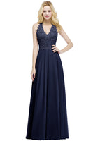 1 x RAW Customer Returns Misshow Long Chic Wedding Cocktail Dress with Straps Elegant Women s Dress Navy 44 - RRP €27.6