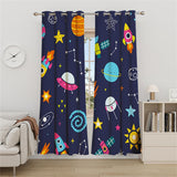 1 x RAW Customer Returns Koudi Space Blackout Curtains Space Astronaut Starry Sky Universe Pattern Opaque Curtains with Eyelets for Children s Room, Baby Room Decoration 160 x 132cm H W  - RRP €31.75