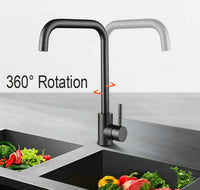 1 x RAW Customer Returns Kitchen faucet mixer tap, stainless steel black, kitchen faucet 360 rotatable, sink faucet, aerator, single lever mixer tap with flexible connection hoses B  - RRP €22.18