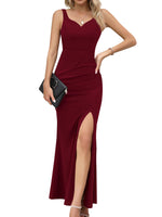 1 x RAW Customer Returns Missufe Summer Dress Cocktail Dress Festive Party Dress Maxi Dress Women s Evening Dress Bodycon Dresses Burgundy Red, Medium  - RRP €42.28