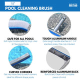 1 x RAW Customer Returns Pool Brush Head Premium 18 Aluminum Pool Cleaning Brush by Aquatix Pro with EZ Clips, These Heavy Duty Brushes Clean Walls, Tiles and Floors Effortlessly - RRP €17.09