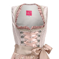 1 x RAW Customer Returns ELFIN ladies midi dirndl elegant traditional dress for Oktoberfest including lace dirndl apron, champagne pink, 40 - RRP €109.99