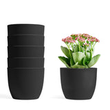 1 x RAW Customer Returns T4U 12cm Self-Watering Flower Pot Set of 6, Flower Pot with Watering System for Indoor and Outdoor, Planter for Orchids and Basil Self-Watering Pot, Black - RRP €20.56