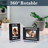 1 x RAW Customer Returns EXYGLO set of 2 360 rotating picture frames 10 x 15 cm with double glass, black photo frame wooden frame for vertical or horizontal display on the table - RRP €21.04