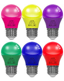 5 x Brand New LUTW Colorful Light Bulbs E27, 5W LED Colored Light Bulb Replaces 40W Incandescent Bulb, G45 Globe Colored Bulb Lamp for Wedding Halloween Christmas Party Bar, Purple Pink Yellow Green Red Blue, Pack of 6 - RRP €58.25