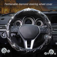 1 x RAW Customer Returns coofig Universal Leather Steering Wheel Cover 38cm Shiny Steering Wheel Cover Non-Slip Rhinestone Steering Wheel Cover Glitter Steering Wheel Cover Car Accessories Interior Women Set of 6 Pieces Black  - RRP €36.29