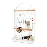 2 x Brand New ROLIZOE Portable Jewelry Display Stands 4 Tier Jewelry Holder, Earring Display Stand with 24 Holes, 8 Necklace Holders, Jewelry Storage for Rings, Earrings, Bracelets, Watches, White - RRP €38.4