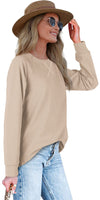 1 x RAW Customer Returns XIEERDUO Pullover Women s Crew Neck Long Sleeve Loose Sweatshirt Long Sleeve Tops Winter Casual Tops Khaki M - RRP €30.24