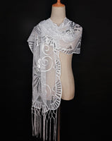 1 x RAW Customer Returns keland Women s Sequin Scarf Stole Scarf Shawl Shoulder Scarf Pashminas for Evening Dress B-White  - RRP €27.6