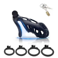 1 x RAW Customer Returns ChicLSQ Ventilation Penis Cage Chastity Belt Set with 4 Cock Rings Small Chastity Chastity Cage Man Bondage Extreme for Men Chastity Penis Cage Black Curved Ring-L  - RRP €34.58