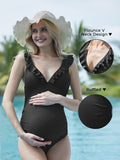 1 x RAW Customer Returns Summer Mae Maternity Women s Swimsuit One Piece Maternity Swimwear Beach Bikini Black S - RRP €39.99