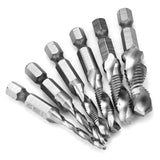 5 x Brand New Tap - 6 pcs. Thread metric tap set hexagon drill stainless steel hexagon shank rotary tap M3 M4 M5 M6 M8 M10 - RRP €51.6