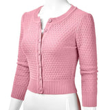 1 x RAW Customer Returns Vertvie Women s Bolero Short Cardigan 3 4 Sleeve Cardigan Elegant Jacket Round Neck Knit Cardigan with Button M, Light Pink  - RRP €35.99