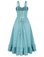 1 x Brand New SCARLET DARKNESS Gothic Dress for Women High Low Design Steampunk Cottagecore Dress, Light Blue, XL - RRP €50.6