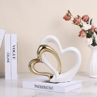 1 x RAW Customer Returns oliruim White and Gold Ceramic Statue Elegant Heart Shape Sculpture for Home Decoration, for Dining Table Decoration, Abstract Art Decoration C-white gold  - RRP €28.99