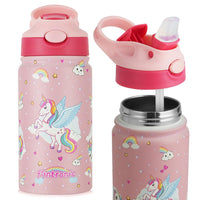 1 x RAW Customer Returns Flintronic Children s Stainless Steel Drinking Bottle, 350ML Children s Drinking Bottle, Stainless Steel Children s Bottle, Leak-Proof, Water Bottle with Straw, Toddler Drinking Bottle, Thermos Bottle - BPA Free - RRP €14.24