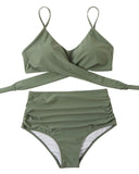 1 x RAW Customer Returns Jarseila Women s Bikini Set Sexy Two Piece Swimsuit Bikini Top High Waist Bikini Bottoms Elegant Push Up Swimwear Green L - RRP €27.72