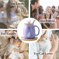 1 x RAW Customer Returns MengCat Cat Mug Cute Ceramic Coffee Mug with Adorable Kitten Lid, Stainless Steel Spoon, Novelty Morning Cup Tea Milk Christmas Mug Gift 380ml - RRP €18.98