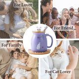 1 x RAW Customer Returns Cat Mug Cute Ceramic Coffee Mug with Lid,Stainless Steel Spoon, Novelty Morning Cup Tea Milk Christmas Mug Gift Teacup with Lid and Strainer Gifts for Women 380ML - RRP €18.54