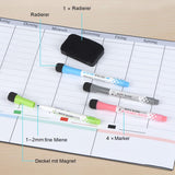 1 x RAW Customer Returns POPRUN Magnetic Whiteboard Weekly Planner Wipeable Family Planner Planning Board Household Plan Magnetic Board Refrigerator Children Reward Board Timetable for Office and School 43 x 28 cm in German - RRP €16.99