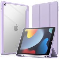 1 x RAW Customer Returns JETech Case for iPad 10.2 inch 9th 8th 7th Generation, 2021 2020 2019 with Pencil Holder, Clear Transparent Back Shell Slim Stand Shockproof Tablet Protective Case Light Purple  - RRP €18.0