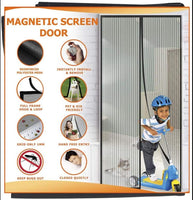 1 x RAW Customer Returns Magnetic Mosquito Screen for Doors 120 x 220 cm, Magnetic Mosquito Door Curtain, No Tools Required, Easy to Install, Suitable for Children and Pets, Black Stripes - RRP €22.52