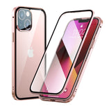 1 x RAW Customer Returns MIMGOAL 360 Degree Case for iPhone 13 Mini, Magnetic Adsorption Metal Frame Full Body Protective Case, Front Back Tempered Glass Transparent Full Case Thin Cell Phone Case, Pink - RRP €19.14