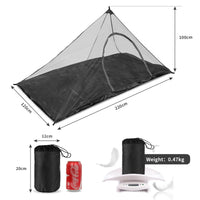 1 x RAW Customer Returns EFUTURETIME Camping Mosquito Net, 220 x 120 x 100 cm, Lightweight Mosquito Net Outdoor, Compact Mosquito Net Travel, Mosquito Tent with Zip for Camping, Hiking, Black - RRP €24.19