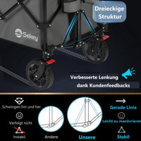 1 x RAW Customer Returns Sekey XXL Plus Folding Cart with Braked Wheels 200L 150KG, Transport Cart for Beach Camping Garden, Patented Foldable in Four Directions SE4010, Anthracite - RRP €98.35