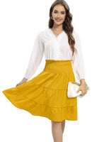 5 x Brand New DRESSTELLS Pleated Skirt Women Midi Pleated Skirt Elegent Boho Elastic Chiffon Skirt Summer Beach Skirt Turmeric 2XL - RRP €156.25