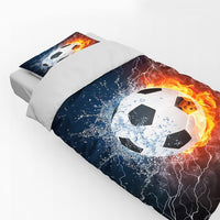 1 x RAW Customer Returns Summer bed linen 135 x 200 cm football motif duvet cover set 2-piece soft microfiber bed linen duvet cover - 1 fluffy duvet cover and 1 pillowcase 80x80cm - RRP €29.99