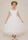 1 x RAW Customer Returns Danna Belle Flower Girl Dress, Girls Princess Wedding Birthday Party Dress, White, 12 Years, 140 146 - RRP €37.3