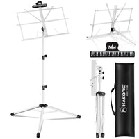 1 x RAW Customer Returns K Kasonic Lightweight Music Stand, 2-in-1 Foldable Music Stand with Sheet Music Clip, Portable Music Stand with Carrying Bag, Travel Music Stand Tripod for Musical Needs, White - RRP €19.99