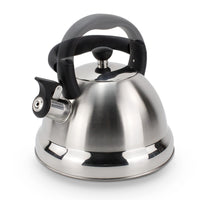 1 x RAW Customer Returns ROSSETTO kettle induction tea kettle whistling kettle made of stainless steel camping gas stove wood stove 3 liters with folding handle rust-proof kettle tea maker with whistle, silver - RRP €25.48