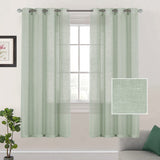 1 x RAW Customer Returns Lanqinglv curtains with eyelets voile curtain set of 2 H 213 x W 132 cm, sage green linen look semi-transparent curtains for living room bedroom children s room, linen sliding curtain - RRP €32.98