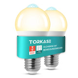 1 x RAW Customer Returns Torkase light bulb with motion detector, 13W E27 LED light bulb replaces 100W, 3000K warm white 1100LM LED lamp with motion detector for stairs, toilets, garden, balcony, garage, set of 2 - RRP €15.99