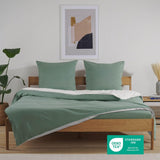 1 x RAW Customer Returns Blumtal reversible bed linen 135x200 - made of breathable microfiber - duvet cover 135x200 pillowcase 80x80 Oeko-Tex - soft non-iron bed linen set, 2-piece, green light gray - RRP €25.99