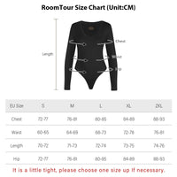 1 x RAW Customer Returns RoomTour Women s Long Sleeve Bodysuit, V-Neck Thong Tops for Women, Women s Bodycon Jumpsuit 2-Pack Black Black S - RRP €34.79