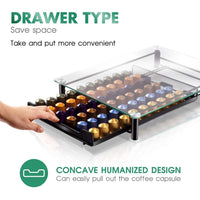 1 x RAW Customer Returns Masthome Coffee Capsule Stand, Capsule Storage for Nespresso Coffee Capsules, Tempered Glass Top Capsule Stand with Drawers for 60 Capsules, 1 Cleaning Cloth Send - RRP €37.89