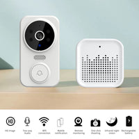 1 x RAW Customer Returns Splenssy Wireless Smart Video Doorbell Camera with Wireless Chime, Intercom Night Vision Rechargeable Security Doorbell WiFi Camera 2-Way Audio, White - RRP €18.14