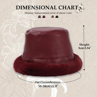 1 x Brand New crazy bean Fishing Hat PU Leather Unisex Winter Warm Fishing Hat Elegant for Men and Women Fuzzy Bucket Hat Bucket Hat Fluffy 56-58cm Burgundy Red  - RRP €27.6