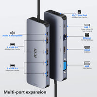 2 x RAW Customer Returns ICZI USB C Hub, 11 in 1 Type C Adapter Thunderbolt 3 with HDMI, VGA, PD 100W, Ethernet, Micro SD TF, Audio, 4 USB Ports for MacBook Pro Air, iMac, Surface Go, Chromebook, XPS etc . - RRP €95.98