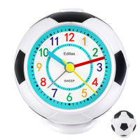 1 x RAW Customer Returns Edillas alarm clock for children for girls boys, analog alarm clock silent without ticking with light snooze function football alarm clock for children bedroom bedside table wake-up clock black  - RRP €16.99