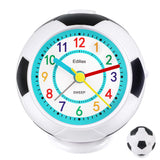 1 x RAW Customer Returns Edillas alarm clock for children for girls boys, analog alarm clock silent without ticking with light snooze function football alarm clock for children bedroom bedside table wake-up clock black  - RRP €16.99