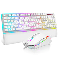 1 x RAW Customer Returns RedThunder K10 Gaming Keyboard and Mouse Set, QWERTZ DE Layout, Metal Plate and Wrist Rest, RGB Backlight and 7D with Ergonomic for PC Gamers Black  - RRP €60.49