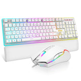 1 x RAW Customer Returns RedThunder K10 Gaming Keyboard and Mouse Set, QWERTZ DE Layout, Metal Plate and Wrist Rest, RGB Backlight and 7D with Ergonomic for PC Gamers Black  - RRP €60.49